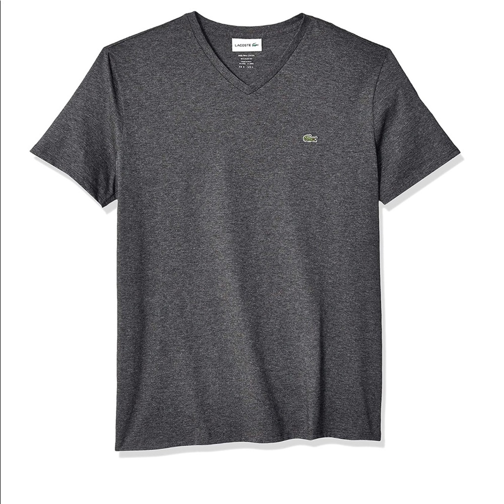 Lacoste Mens Short Sleeve V-Neck Pima Cotton Shirt